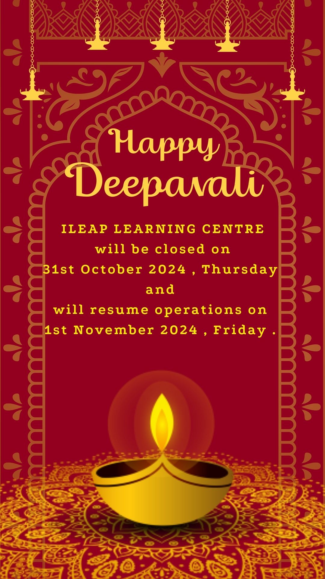 Deepavali 2024 Closure Notice